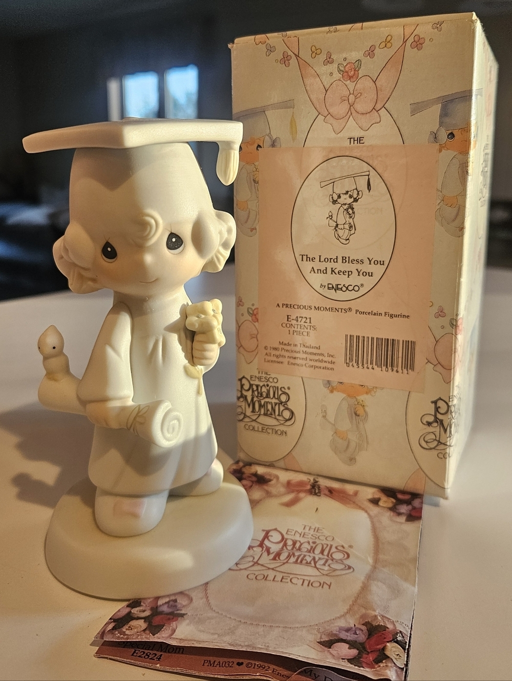 Precious Moments Cream and Pink Porcelain Graduation Figurine